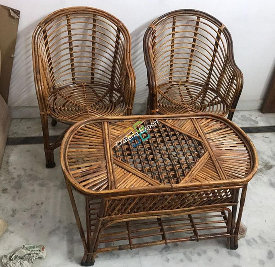 Buy Cane Eco-Friendly Chair And Table Set - Craferia