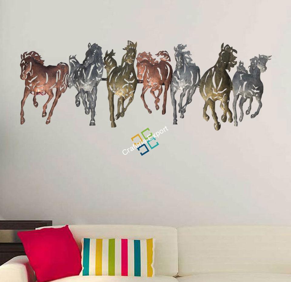 Antique Handcrafted Seven horse wall hanging with LED for Home/office decoration