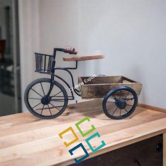 Wooden miniature thela with cycle / trolley serving tray decorative showpiece