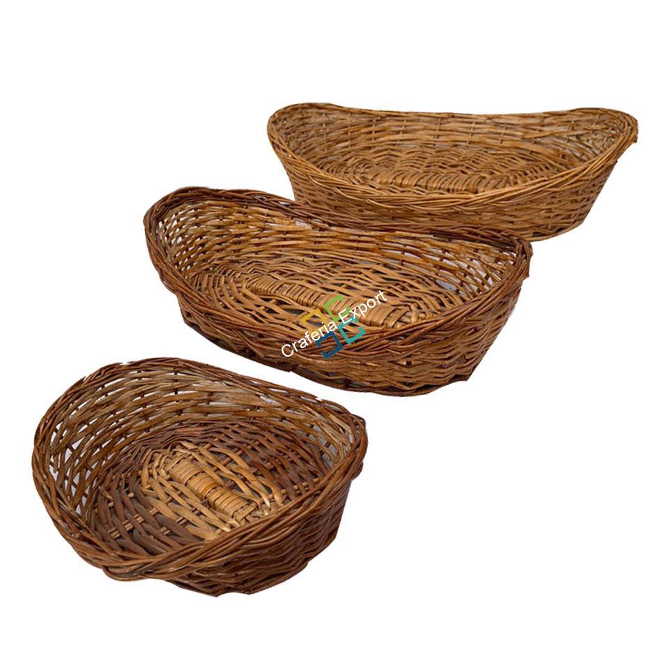 Multipurpose Oval Shaped Bamboo Basket  ( Set of 3 )