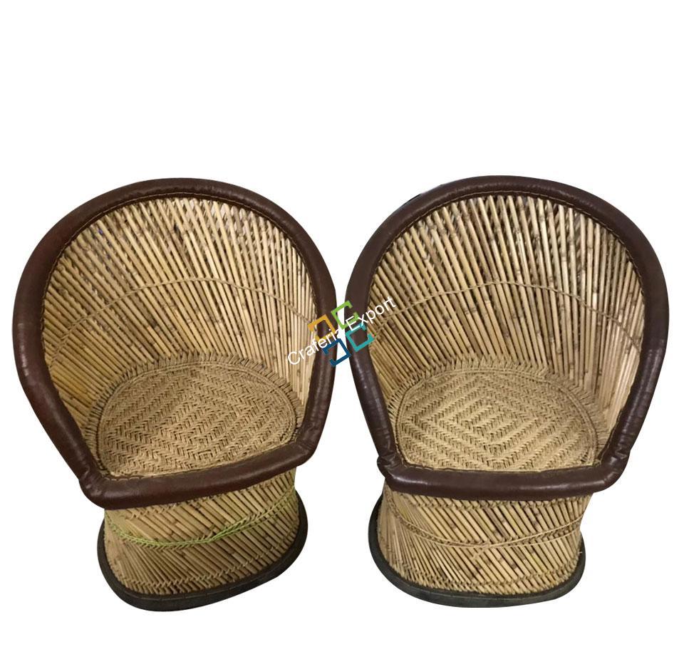 Brown Mudha bamboo chairs set of 2 (xl Size)