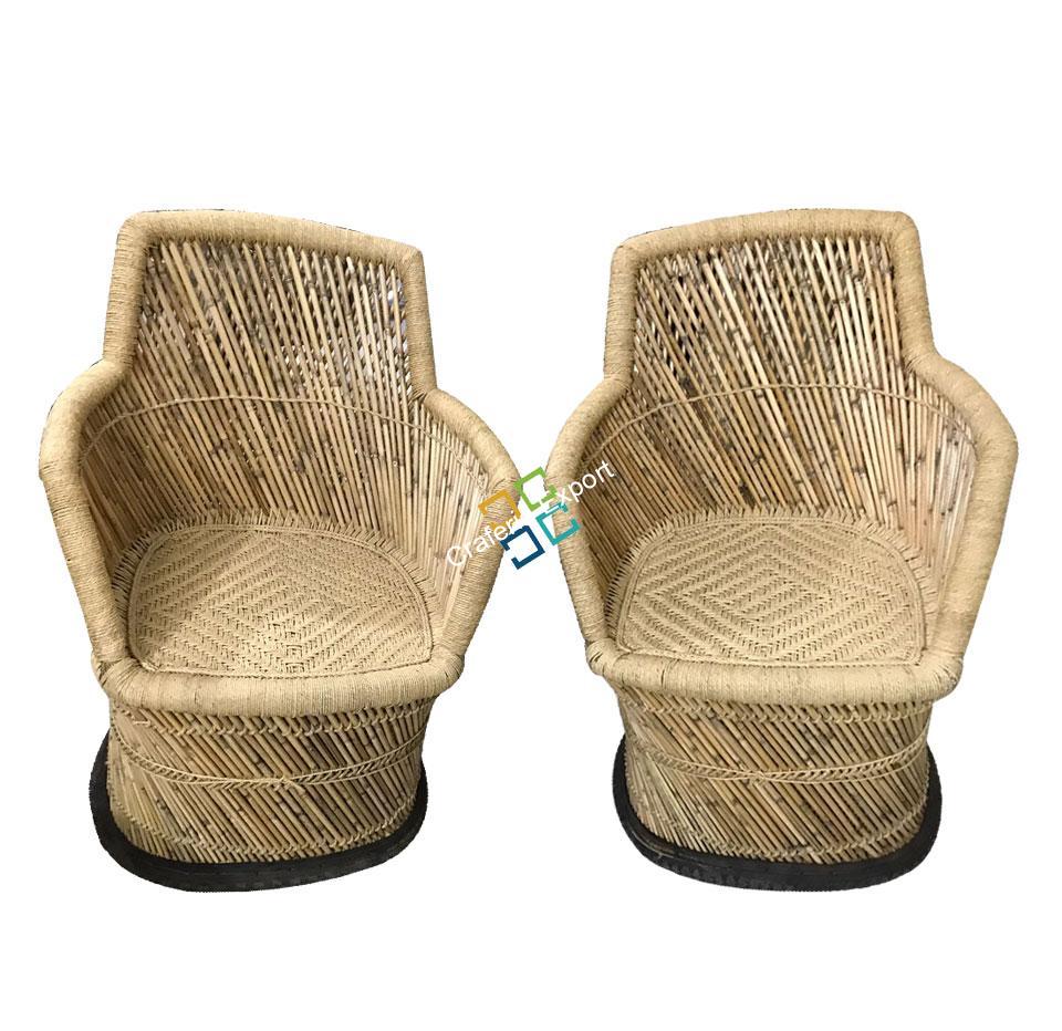 Natural Mudha chairs with Handrest set of 2 (xl size)