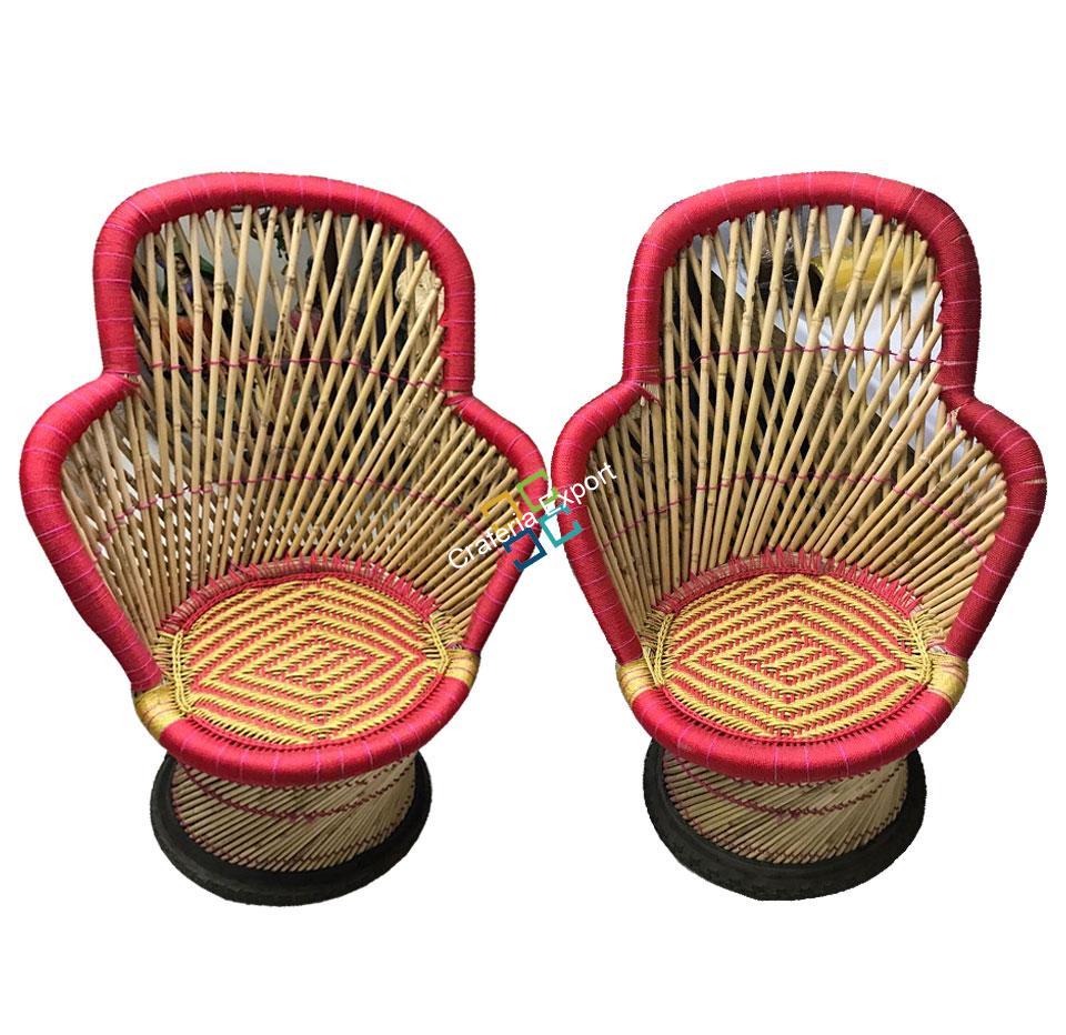 Bamboo Chairs in Ullu-Cut Shaped Set of 2 (Large Size)