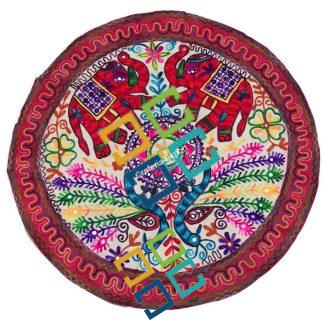 Traditional Jaipuri Embroidery Round Table Cloth /Throw for Exotic Home Decoration -Pink