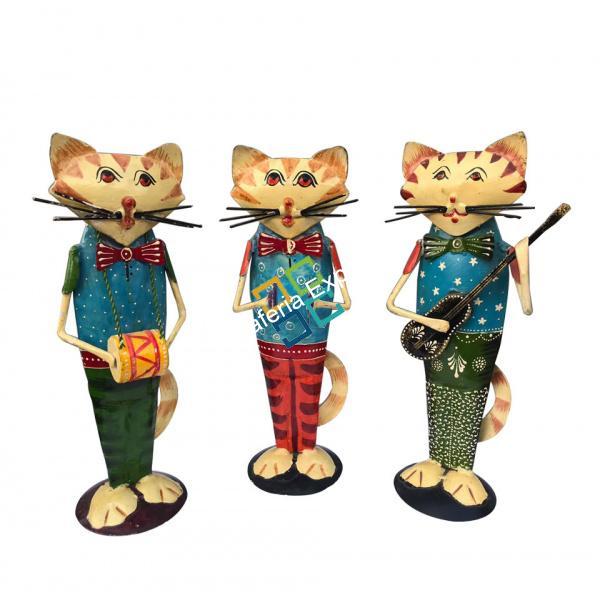 Buy Antique unique handicrafts showpiece of Cute Cat with musical  instrument iron wrought ( set of 3 ) - Craferia
