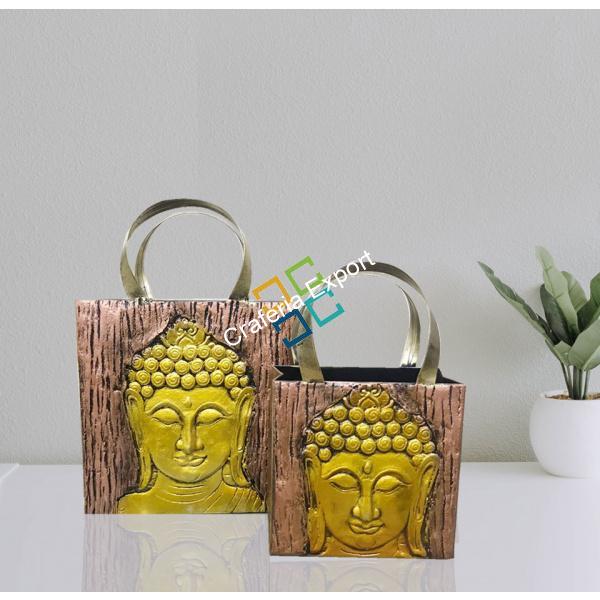 Ethnic Lord Buddha print handcrafted magazine holder/container/home decor/gift item(Pack of 2)