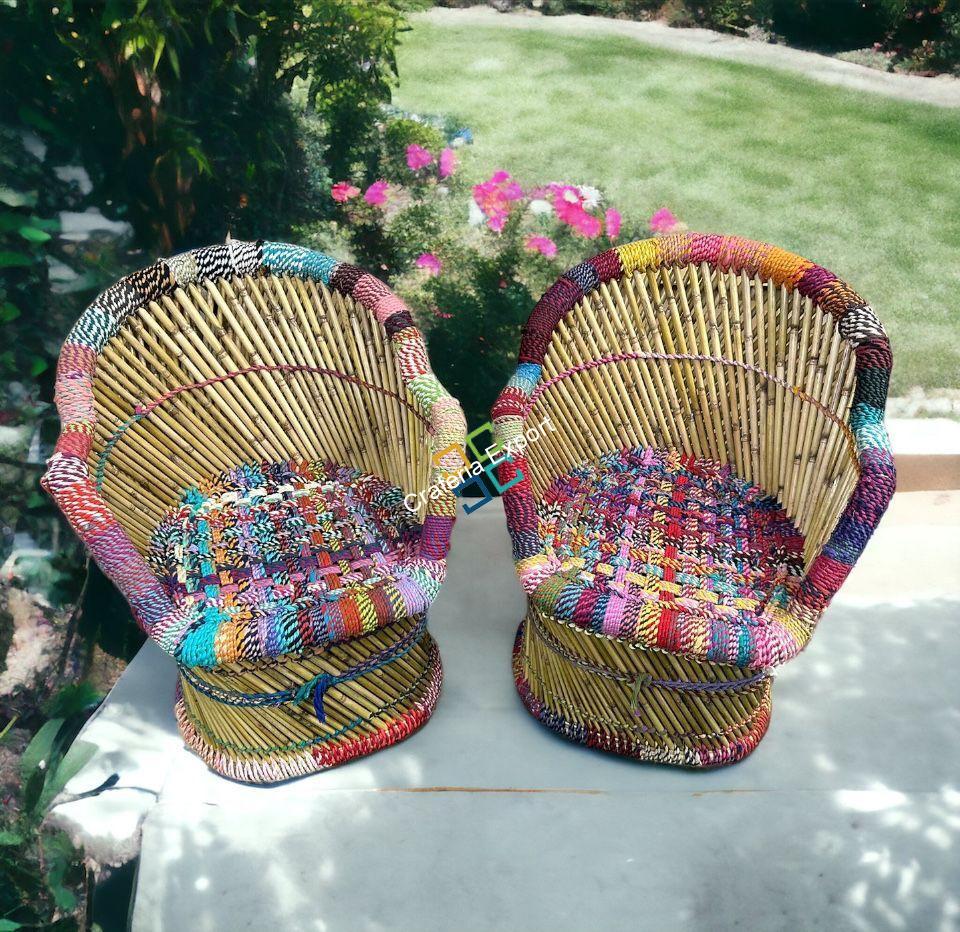Bamboo natural multicolour armchairs mudda chair set of 2 for living room outdoor xl size