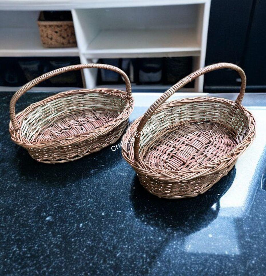 Willow Wicker Oval Shaped Baskets for Fruit Gift Packing /Kashmir Rattan Storage Basket for Gifts Hamper