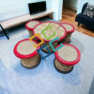 Handmade Bamboo Cane Wooden Stool Table Set for Adults Old People Living Room Main Hall Balcony Garden Lawn Furnitures