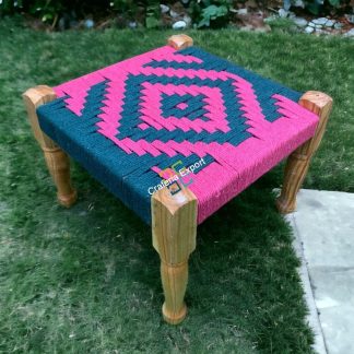 Modern design handwoven pidha small bench stool | wooden pidha stools