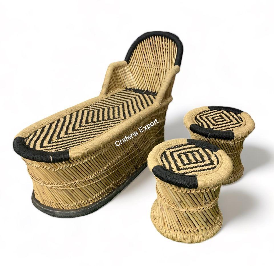 Handcrafted Bamboo Long Mudha Chair For Indoor/Outdoor (Standard Size)