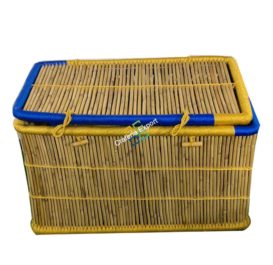 Eco-Friendly Bamboo crafted Rectangular XL Basket, Storage Box, Bin with Lids