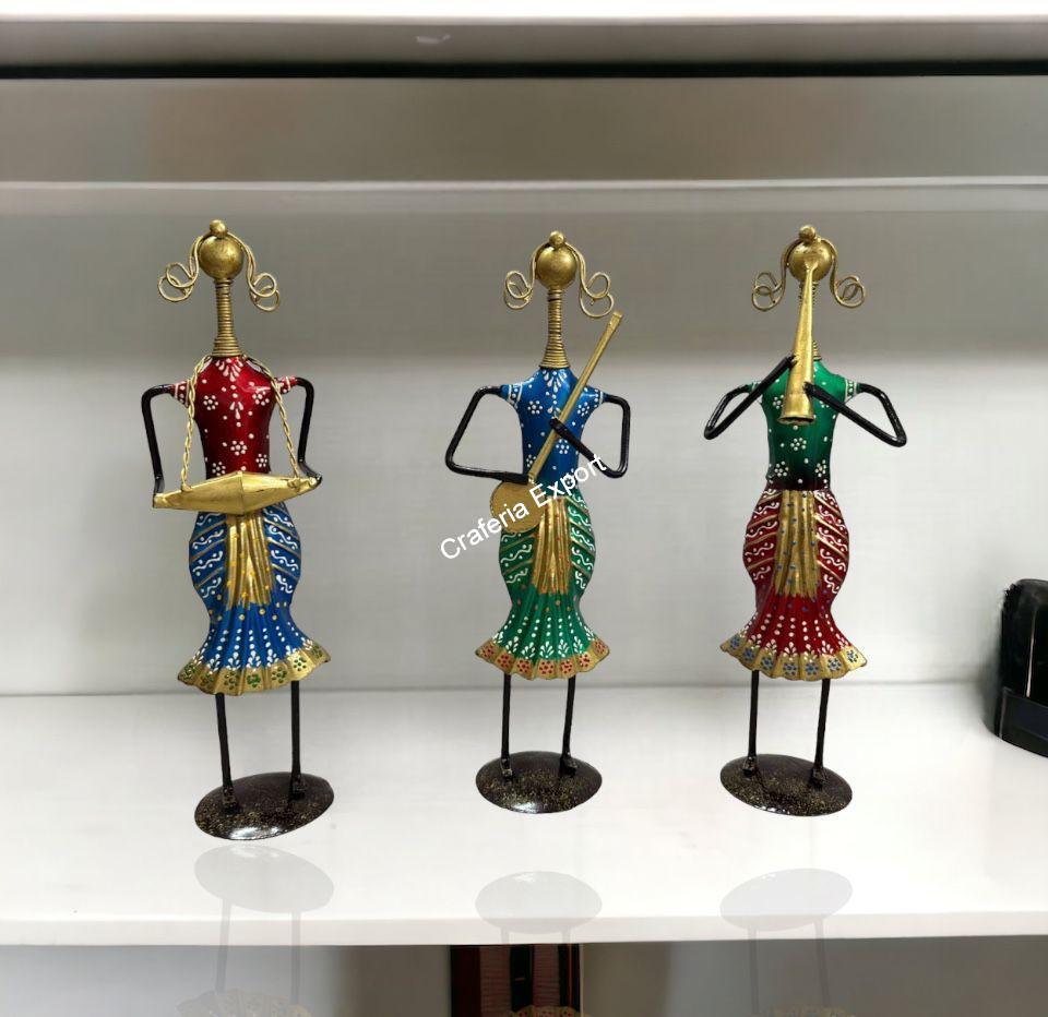 Tribal Lady Musicians Showpieces Set of 3 for Home Decoration, Office, Table Decor