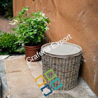 Round Rattan Cane Sitting Stool/Side Table /Ottoman Stool for balcony/ garden/home and decor