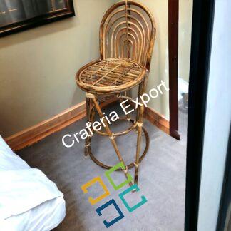 Rattan Cane Bar Chair with Backrest/ Bamboo Bar stool for Home/ Restaurants / Cafe/Hotels