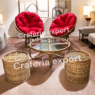 Rattan Furniture Cane Coffee Table With Chairs Stools Set Outdoor/living room/balcony, cafe