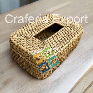 Wicker Tissue Box Bamboo Tissue Holder, Rattan Paper Napkin Holder