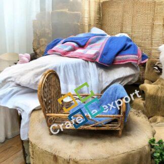 Newborn Baby Bed for Photography Prop, Infant Girl Photoshoot Props, Cane Bamboo doll Bed