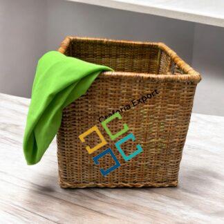 Wicker Box Laundry Basket / Cane Rattan Storage Basket with Handle | Handwoven Laundry Hamper