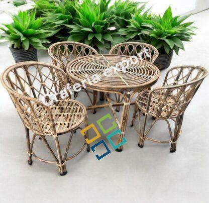 Mudda Bamboo Cane Dining Table Set 4 seater | Outdoor Bait Kursi Set Living Room/ Cafe/Hotel