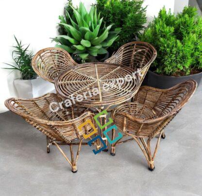 Bamboo Cane Chair for Balcony, Arm, Lawn, Heena Dining Table Indoor Outdoor Chair Set