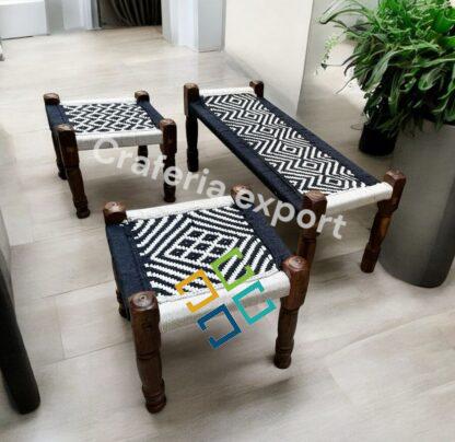 Wooden Bench Pidha / Stools Set for indoor outdoor furniture | Balcony Garden Set