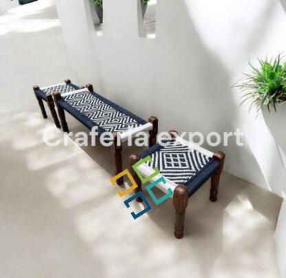 Wooden Bench Pidha / Stools Set for indoor outdoor furniture | Balcony Garden Set - Image 2