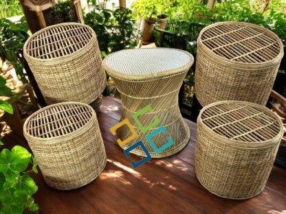 Cane Bunai Coffee Table Stool For Restaurant Cafe Use | Bamboo Muda stools for indoor outdoor /balcony cafe stools - Image 3