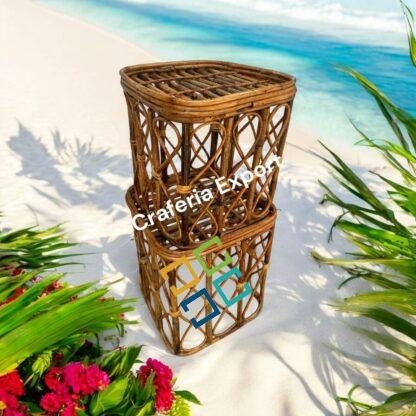 Cane Combo Stools for living room/ garden/Round Sitting Stools for Balcony/ Bamboo Stools (16 by 17inch , 14 by 15inch) - Image 5