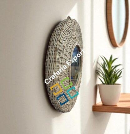 Natural Rattan Round Wall Mirror | Wicker Wall Home Decor Mirror | Decorative Wall Hanging - Image 7