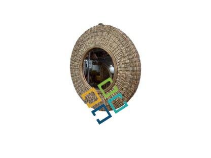 Natural Rattan Round Wall Mirror | Wicker Wall Home Decor Mirror | Decorative Wall Hanging - Image 3
