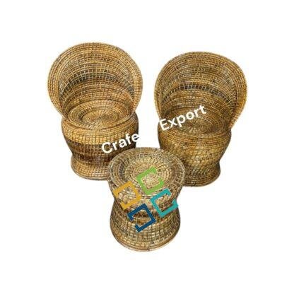 Cane Rattan Bunai Chairs Stool set | Bamboo Bunai Chair stools outdoor indoor /  Living room / Balcony / Office, Garden, Resort - Image 6