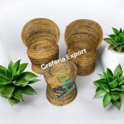 Cane Rattan Bunai Chairs Stool set | Bamboo Bunai Chair stools outdoor indoor /  Living room / Balcony / Office, Garden, Resort - Image 2