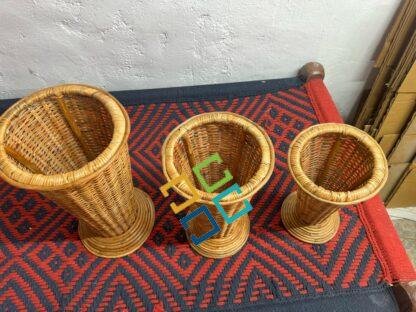 Wicker Decorative Flower Vase for pampas, Home Decor flower pot set of 3 , Table Decorative Rattan Cane Flower Vases for Office, Wedding, Cafe - Image 2