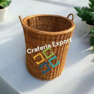 Cane Wicker Storage Round Basket | Rattan Cane Laundry Basket for Decor Artificial Flower / Clothes / Toys /Storage Bin / Bamboo Round Basket for indoor outdoor