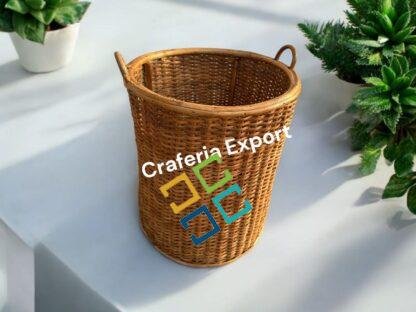 Cane Wicker Storage Round Basket | Rattan Cane Laundry Basket for Decor Artificial Flower / Clothes / Toys /Storage Bin / Bamboo Round Basket for indoor outdoor
