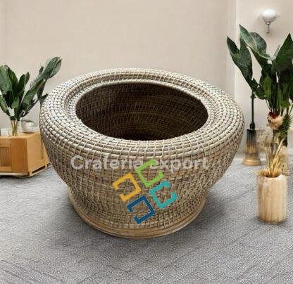 Bamboo Cane Apple Sofa Chairs table Set | Cane Bunai Apple Chairs with Coffee table set | Rattan Chairs set for lawn , Baclony , Garden , Cafe , Hotels indoor outdoor ( Set of 3) - Image 5