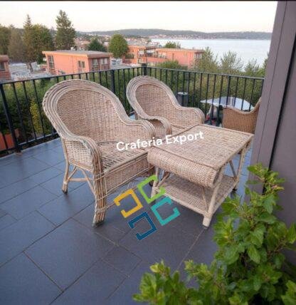 Cane Sofa chairs with coffee table set furniture | Bamboo Bunai Sofa chairs set for indoor outdoor sitting /Cane Apple Chairs set ( set of 3) - Image 2