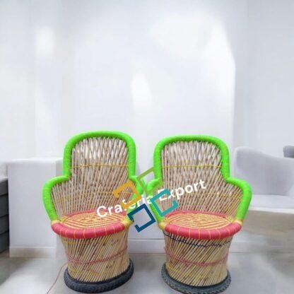 Bamboo Outdoor Sitting Chair Stools Furniture Set/ Bamboo mudha chairs with table for Garden / Terrace / Lawn / Living Room (Large Size -chairs /Medium -table ) - Image 6