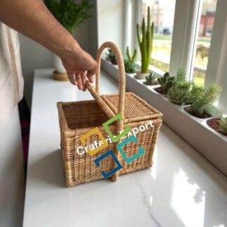 Rattan Wicker Picnic Basket | Cane Handle Storage Basket | Bamboo Closest Basket