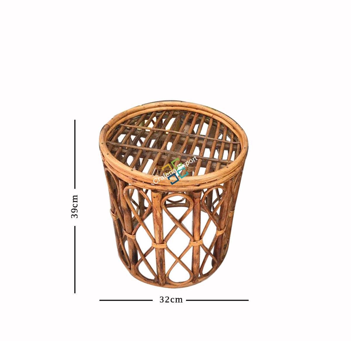 Antique Round Cane Stool For Living Room, Hotel, Restaurants etc(Set of 2)