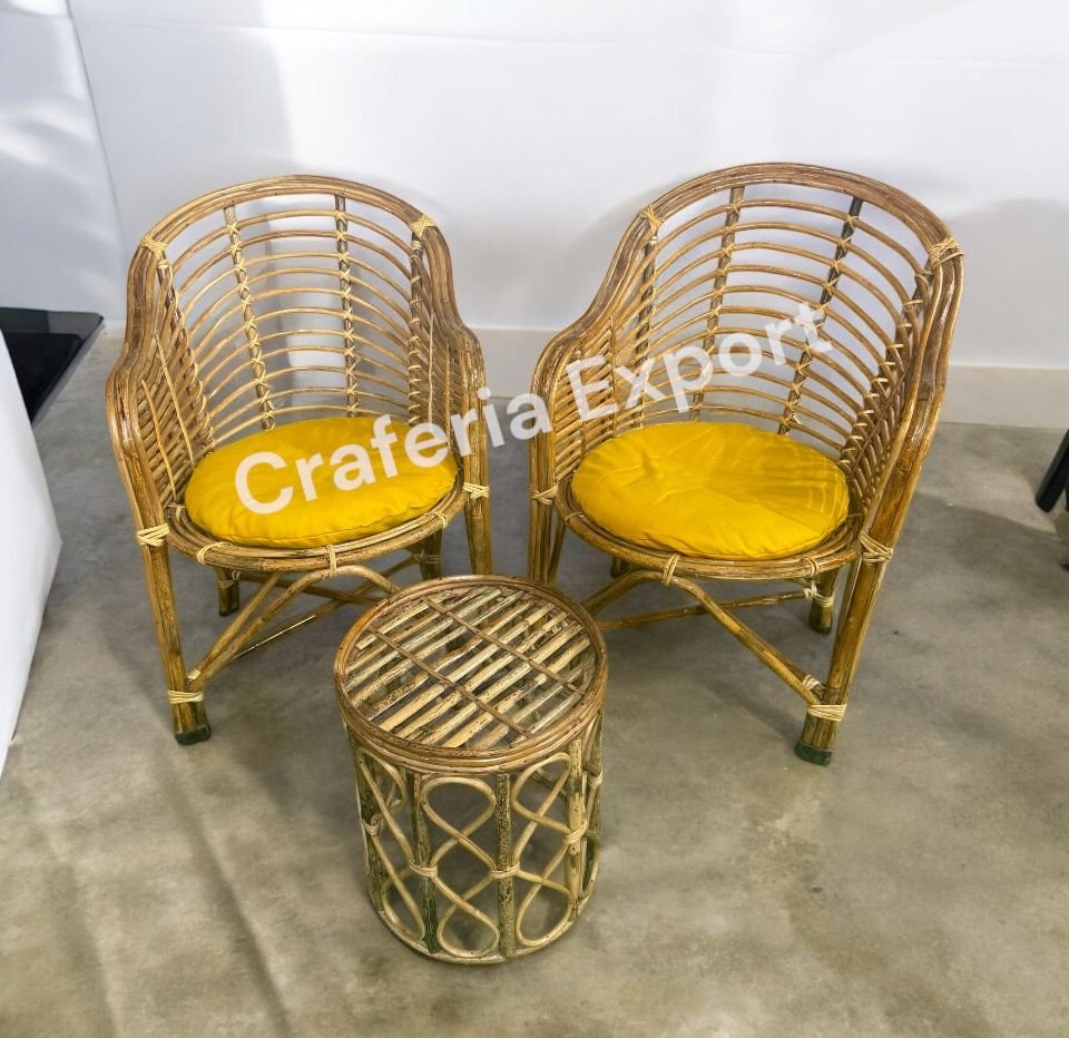 Cane Bamboo Chairs Stool Set Furniture | Outdoor Bait Kursi Set | Cafe Chairs | Restaurants Chairs Set