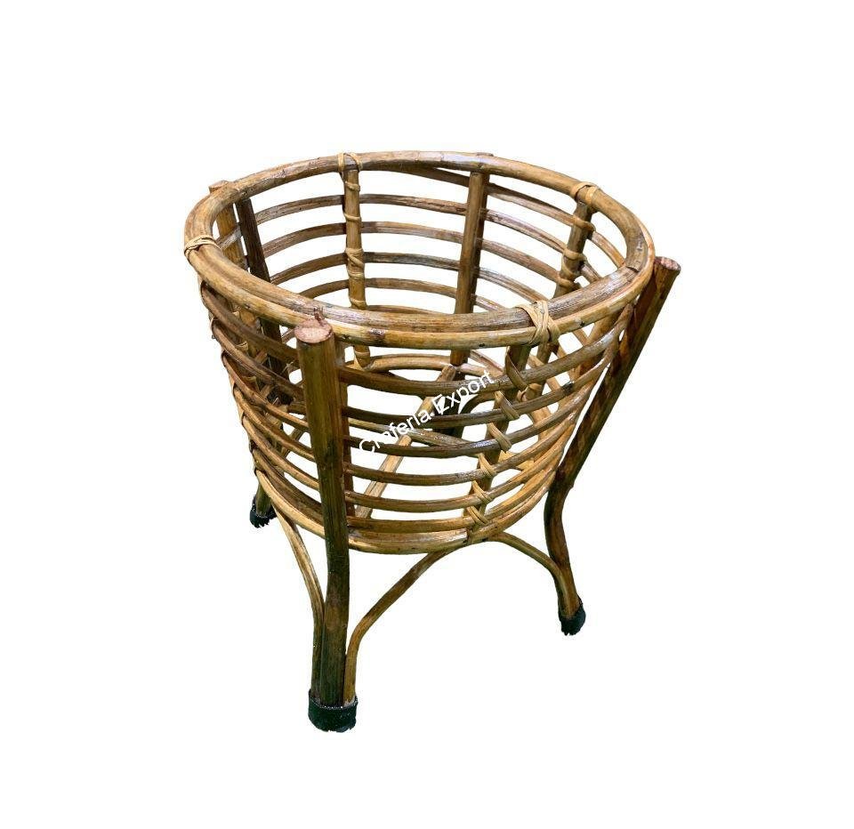 Cane bamboo single planter stand for balcony, living room décor