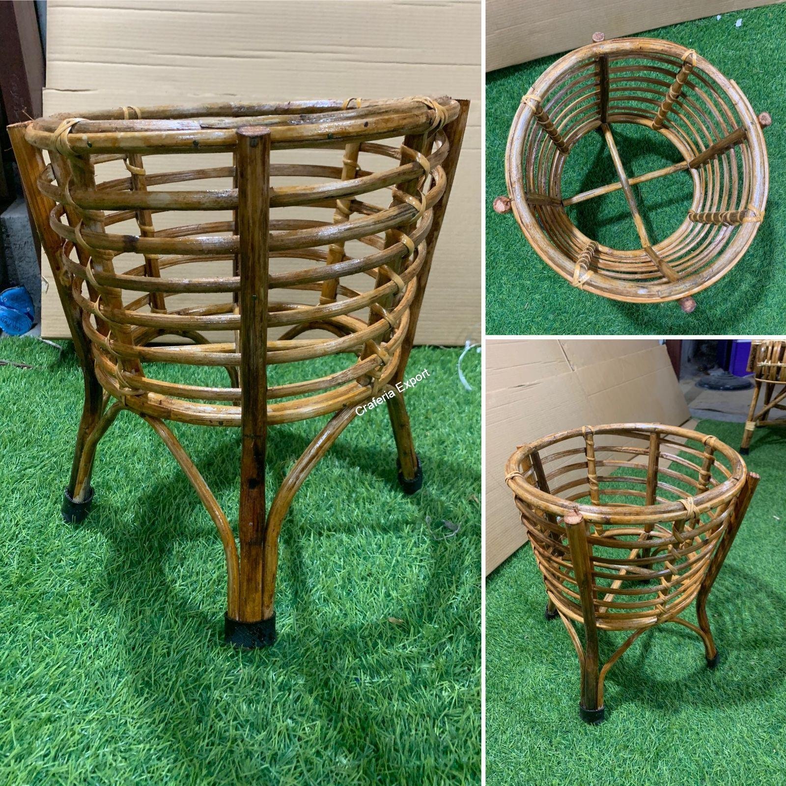 Cane bamboo single planter stand for balcony, living room décor