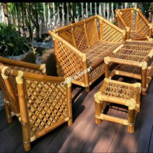 Eco-friendly Bamboo Chair table sofa furniture set for living room, café, restaurant, office- natural brown color