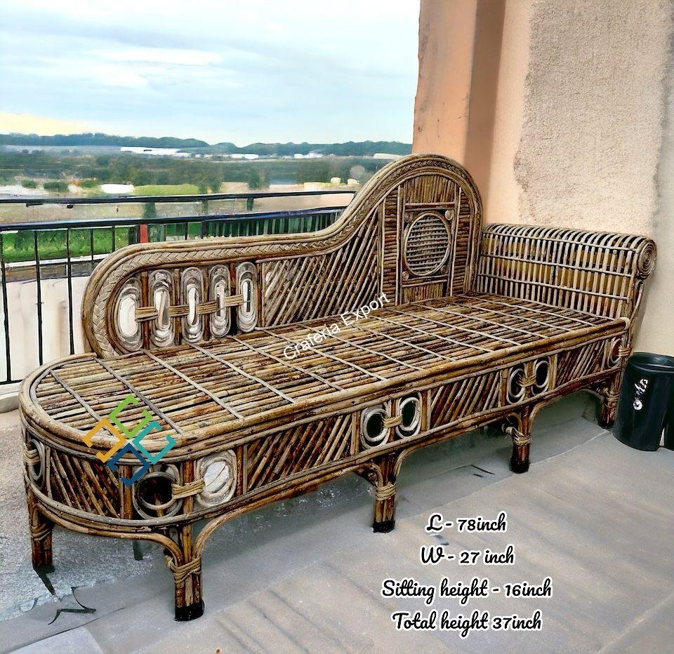 Cane Bamboo Couch Three Seater Sofa | Cane Diwan Sofa Setter for Office /Cafe/ Living room