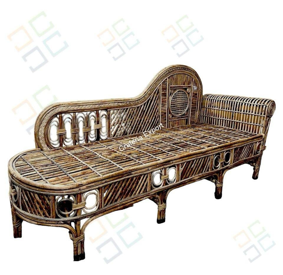 Cane Bamboo Couch Three Seater Sofa | Cane Diwan Sofa Setter for Office /Cafe/ Living room