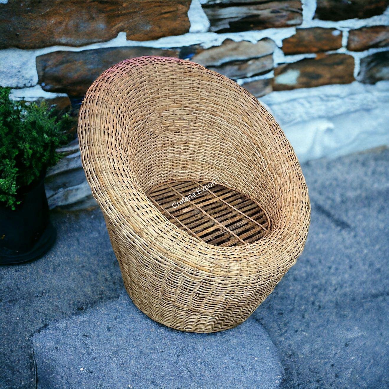 Rattan Cane Apple Shape Sofa Chair set  | Bamboo Sofa Chairs set of 2