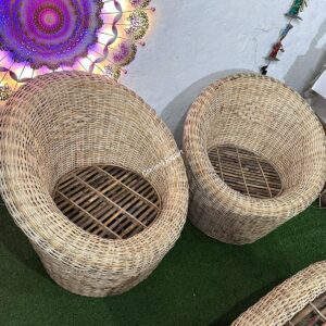 Rattan Cane Apple Shape Sofa Chair set  | Bamboo Sofa Chairs set of 2