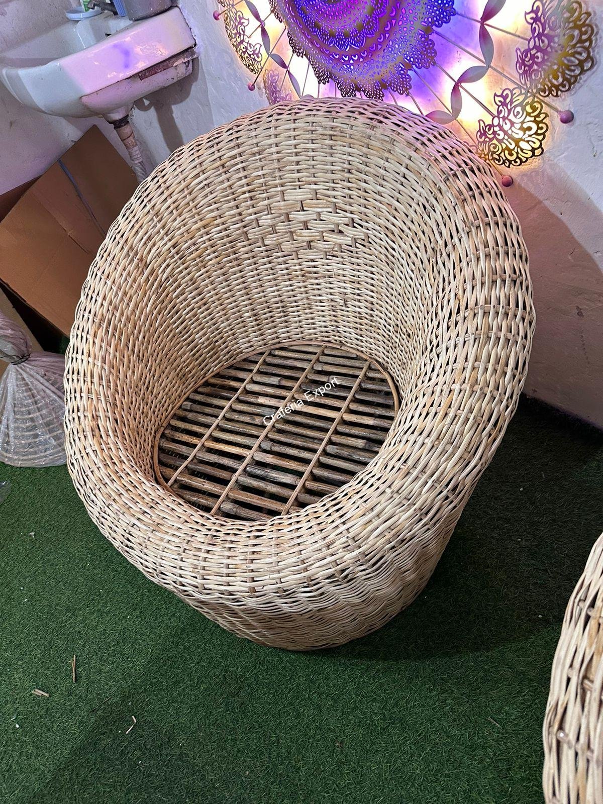 Rattan Cane Apple Shape Sofa Chair set  | Bamboo Sofa Chairs set of 2